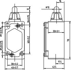 SN6 Safety Limit Switch Dimensions