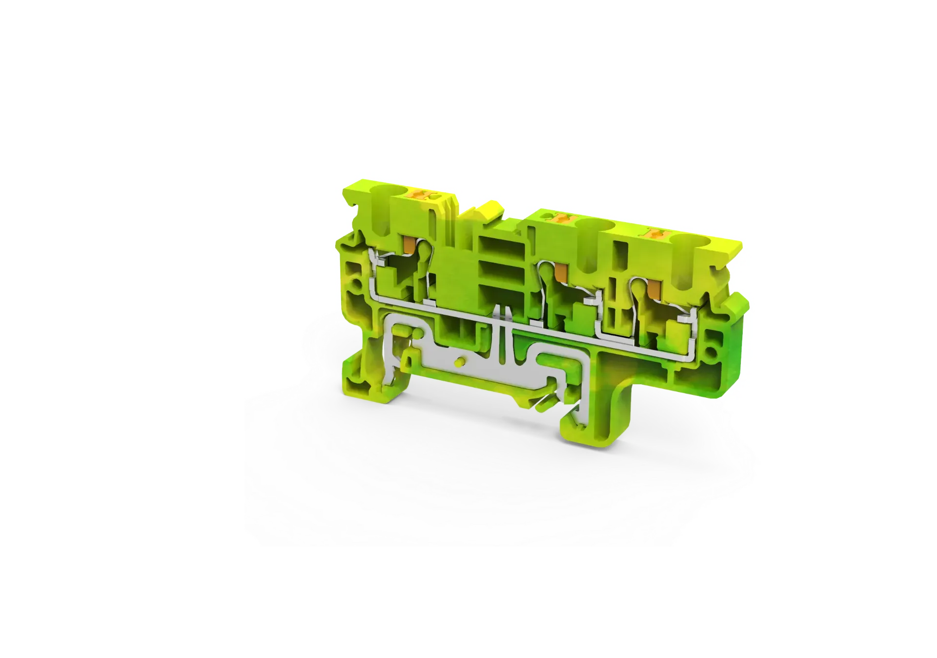 CPG4/3 - 4 mm² Push-In Multiple Connection Ground Terminal Block with 3 connection points.