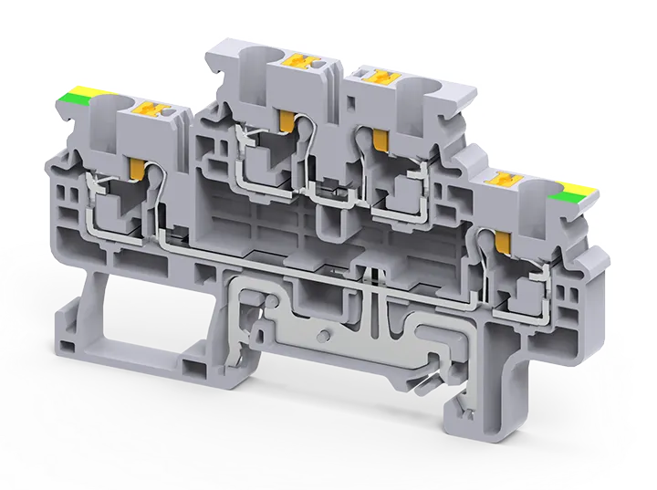 CPDLG4 - 4 mm² Push-In Connection Double Level Terminal Block with Ground Connection