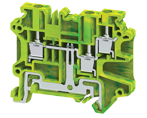 CYG4/3 - 4 mm² Screw Clamp Multiple Connection Ground Terminal Block with 3 connection points