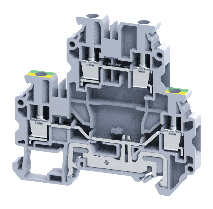 CYDLG4 - 4 mm² Screw Clamp Double Level Terminal Block with Ground Connection